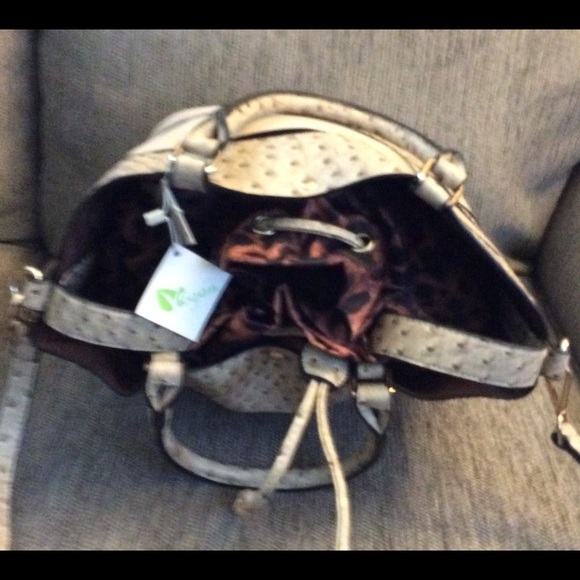 Ostrich Stripe Drawstring Satchel - Picture 6 of 7